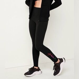PINK Victoria's Secret Black Leggings with Colorful Logo